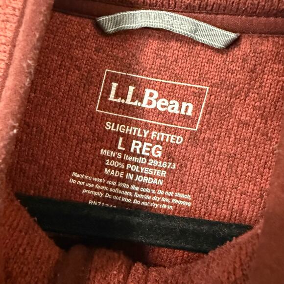 L.L. Bean Men's Sweater Fleece Full-Zip Jacket Red Large Reg - Picture 3 of 6